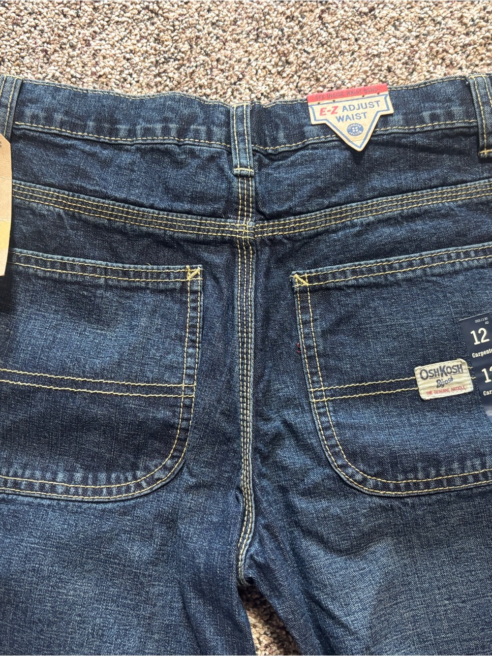 Oshkosh NWT Carpenter 90s Dark Wash Jeans Boys 12R Baggy Loose Fit - Picture 4 of 5